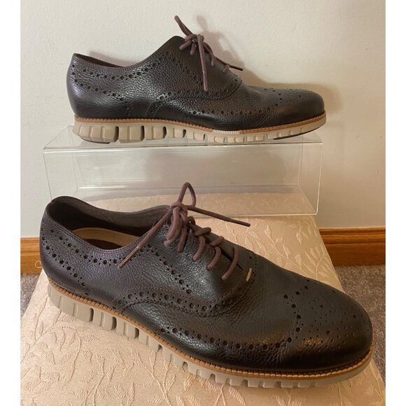 Cole Haan Brown Leather Oxford Wingtip Shoes Mens Size 10.5 - Picture 2 of 10